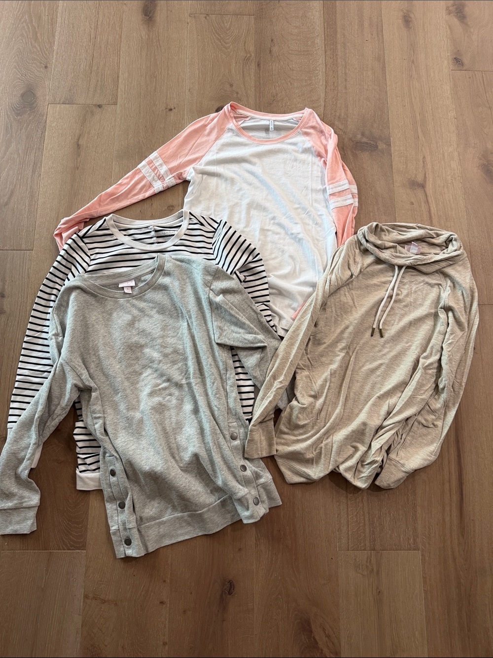 Isabel Maternity by Ingrid & Isabel Long Sleeve Top in White and Pink